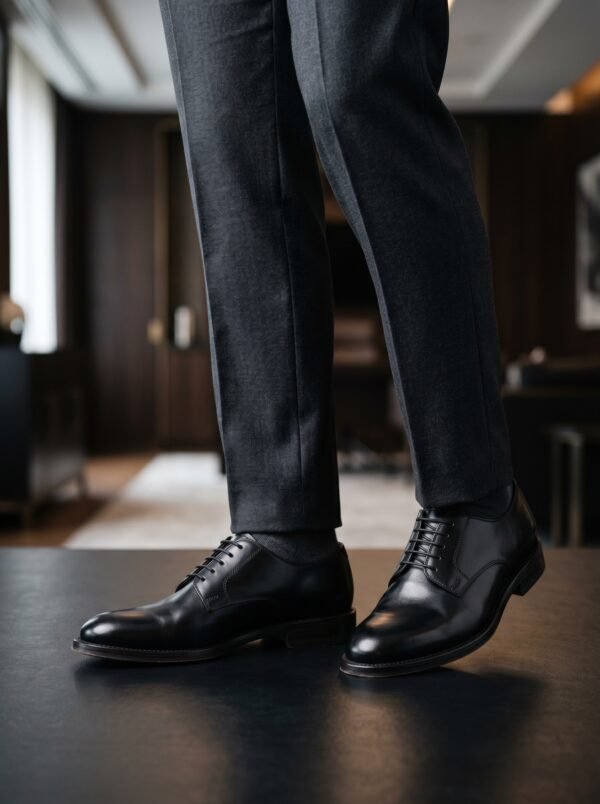 Classic Black Derby Dress Shoes