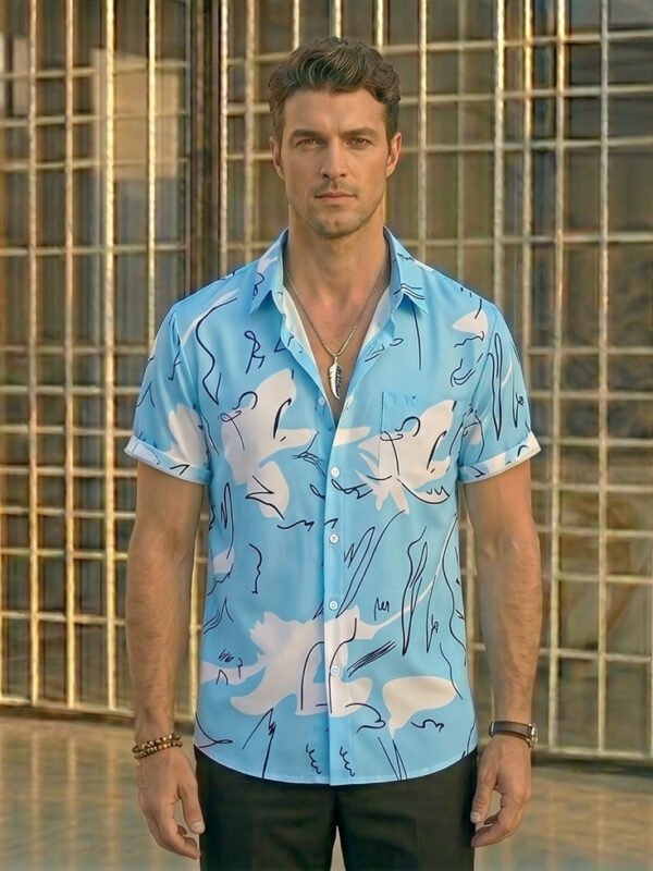 Abstract Line-Art Summer Resort Shirt